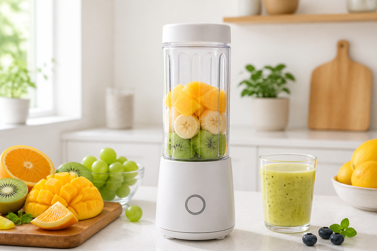Unbranded portable blender on a kitchen counter